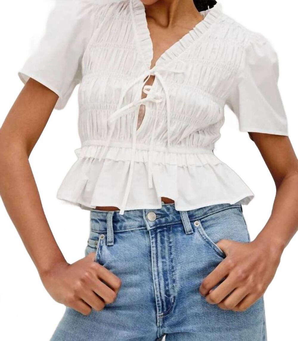 NEW RAILS portia peplum top in white
